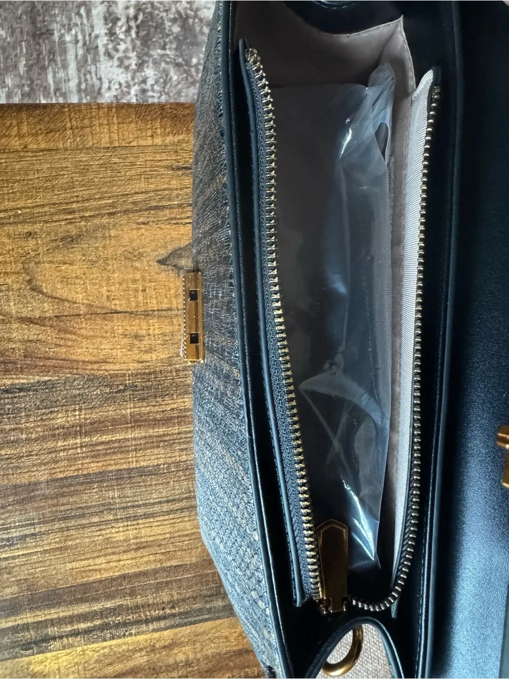 Textured Black and Gold Top-Handle Women’s Bag